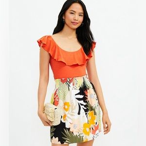 Loft Tropical Smocked Skirt - Small